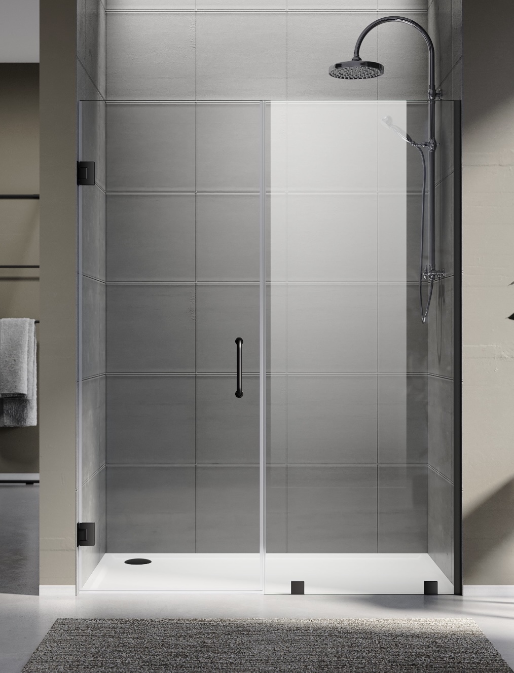 Frameless shower enclosure